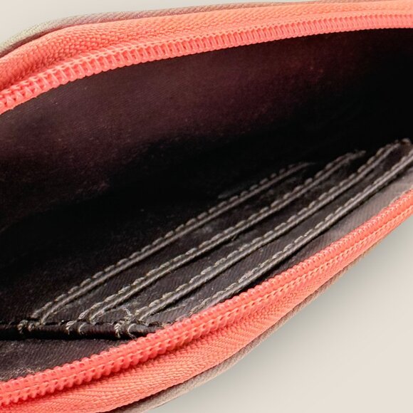 Fossil Coral Pink Owl Print Zip Around Wristlet Wallet Strap Multiple Card Slots - Picture 3 of 5